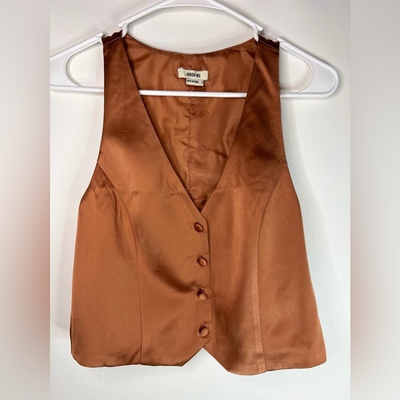 NWT JASON WU V Neck Button Front Lightweight Satin Suit Vest WL765-201-6PA SMALL - Picture 4 of 8